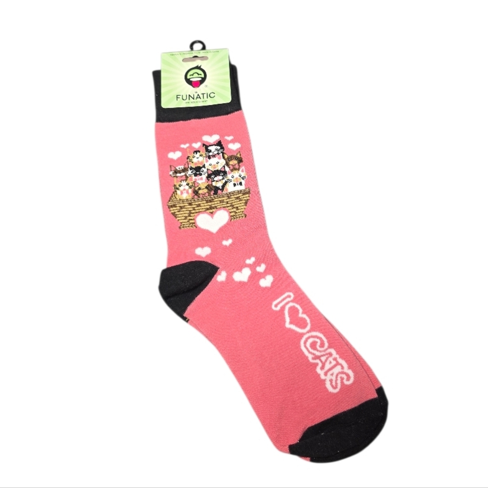 NWT Funatic Socks Cats I Love Cats Unisex